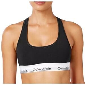 NEW CALVIN KLEIN Black Racerback Bralette Size Small Unlined Cotton Loungewear